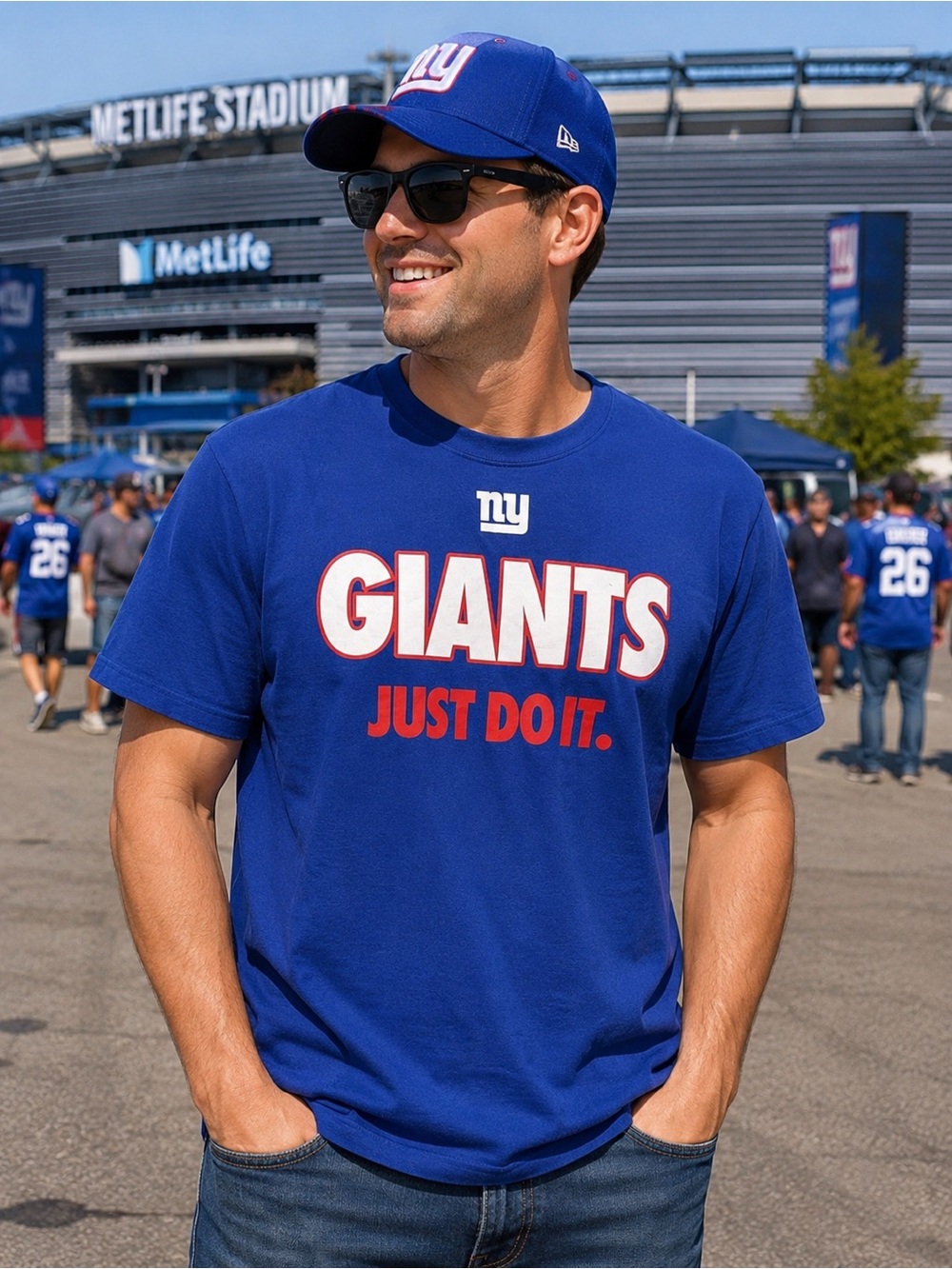Nike New York Giants Just Do It NFL Men’s XL Blue Graphic T-Shirt